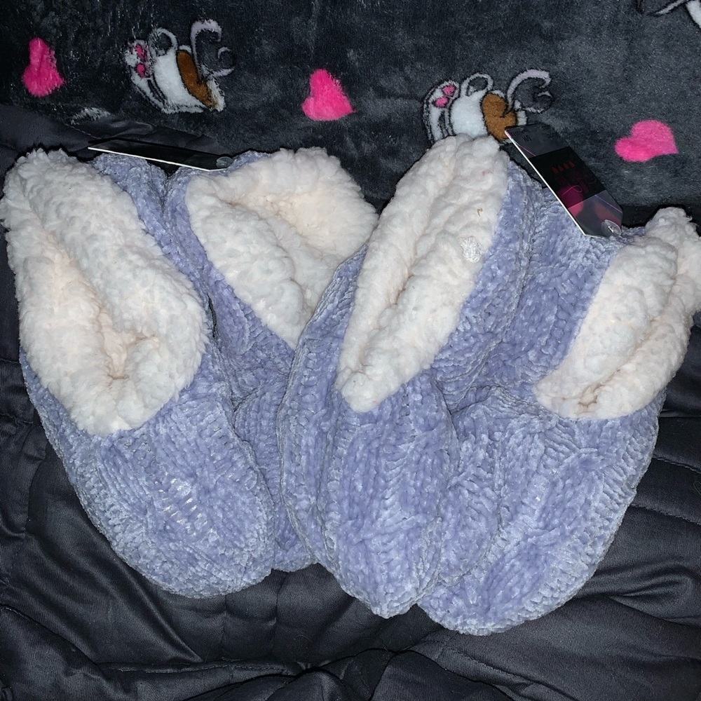 Cornflower Blue and Cream Slipper Socks